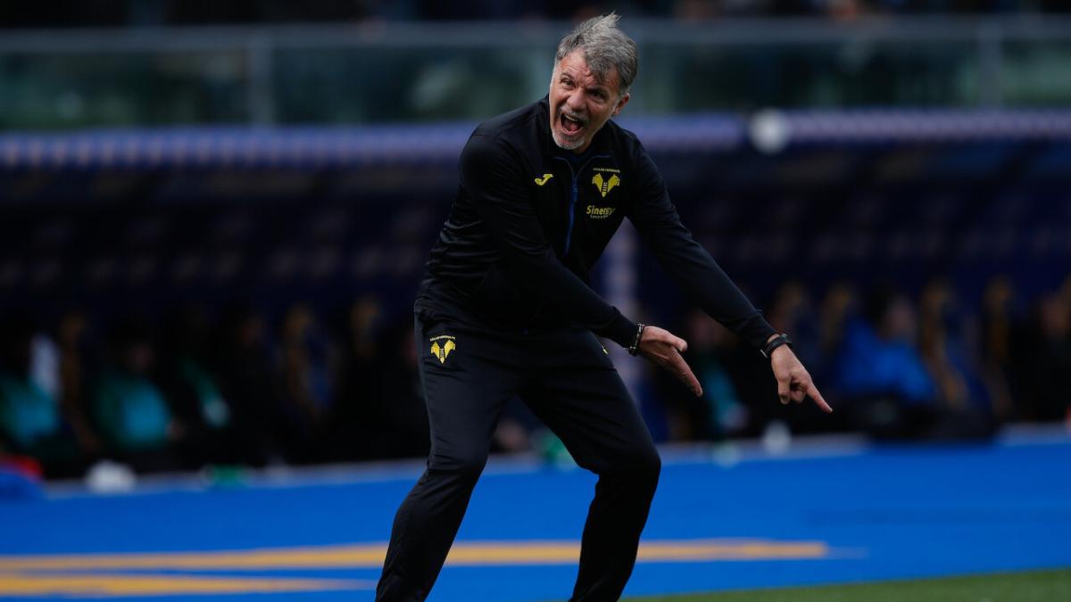 Verona coach Marco Baroni gestures